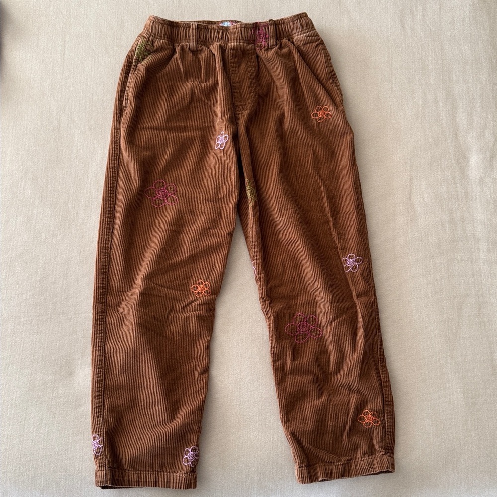 Urban Outfitters Floral Embroidered Corduroy Beach Retro Crop Pant | Size S
